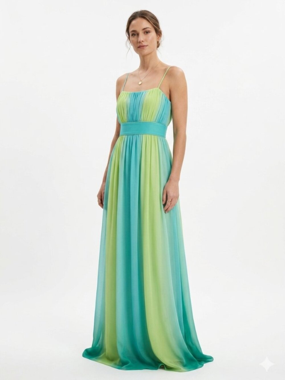 AFTER SIX TROPICAL OMBRE BRIDESMAID SLEEVELESS EMPIRE WAIST COLORFUL GOWN - 4